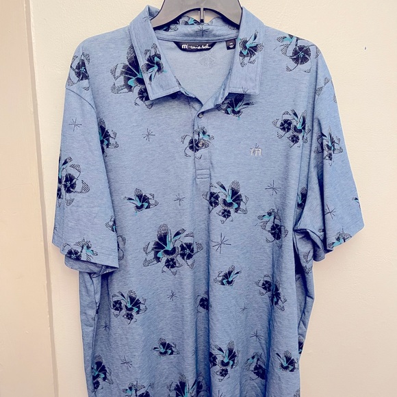 Premium Golf polo. Never worn. Brand new. 2xl. Blue floral. - Picture 1 of 2